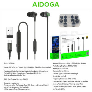 AIDOGA AUD-5401 Professional Esports Earphone Gaming Headset FPS High Resolution Sound Noise Cancellation Compatible with PS4 PS5 Switch ROG Consoles 1.5M Length Aidoga Headphone