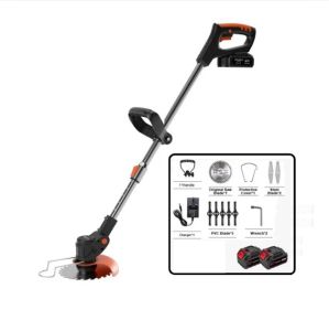 Bosch Cordless Grass Cutter Portable Cordless Lawn Grass Cutter Rechargeable Trimmer with Wheels Cordless Lawn Mower Grass Cutter Kit with Multiple Blades & Free Gift