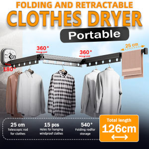 Sucker Retractable Cloth Drying Rack Collapsible Cloth Hanger Aluminum Wall Mount Indoor Space Saving Home Laundry Drying rack2026