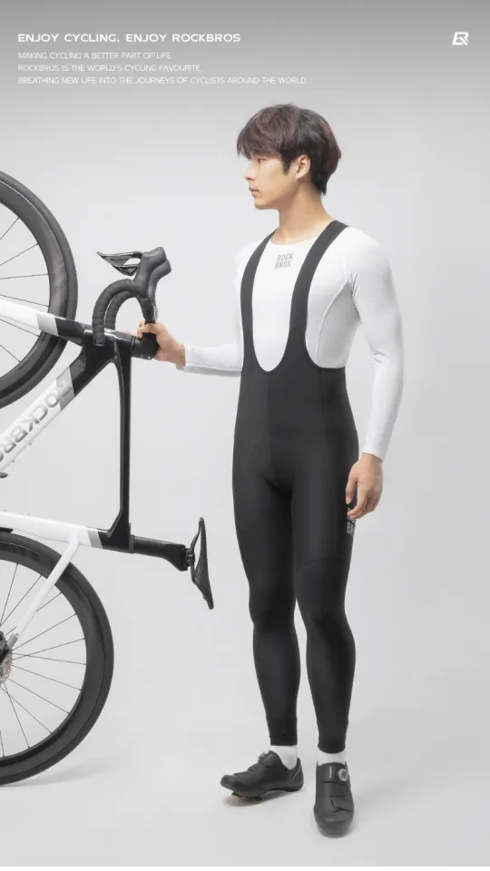 ROCKBROS Men Cycling Pants Shockproof Cushion Pad Fleece Warm