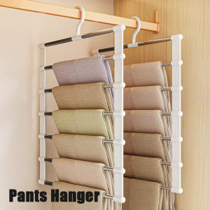 6 IN 1 Pants Hanger Rack Multi-Layer Pnat Hanger Stainless Steel Trousers Hanger Wardrob Jeans Storage Rack