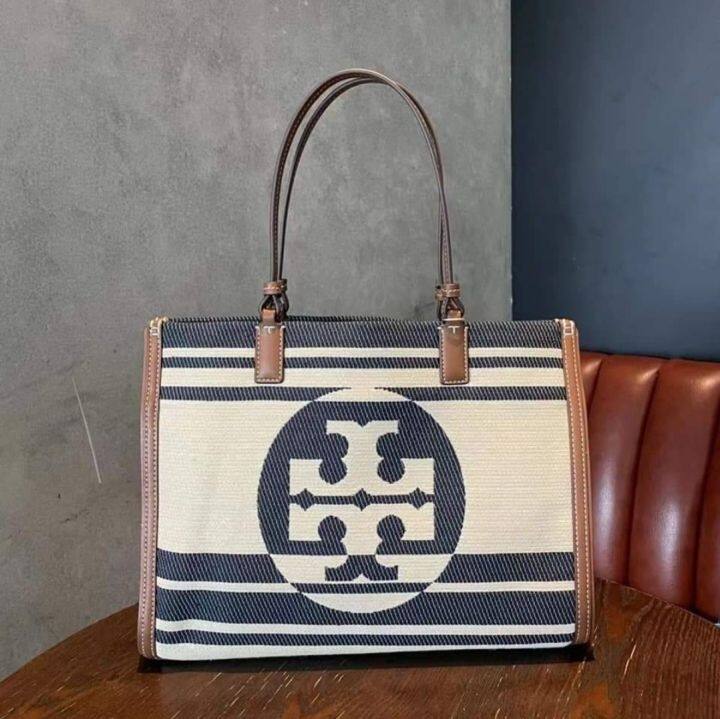 Tory burch ella discount stripe jacquard tote bag