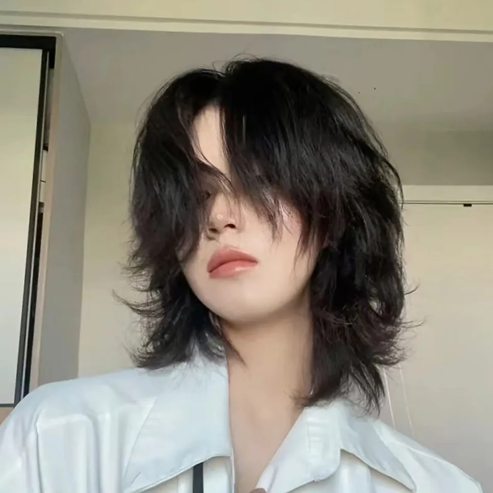 Fake hair mens net red trend wolf tail hairstyle mullet head short