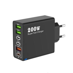 200W GaNs Fast Charger 3 USB 3 Type C Port Adapter for Efficient Multiple Device Fast Charging