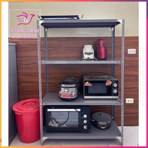Kệ Sắt V Lỗ Đa Năng 4 tầng. Dài 1m x Rộng 06m x Cao 12m-15m – Lắp Ghép Đa Năng