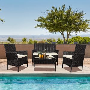 IPRO Outdoor Rattan Sofa Garden Outdoor Table and Chair Set  Balcony Sofa Rotan Set Meja Kerusi Outdoor Kerusi Rotan Taman