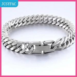 JCSYFAC  18 19 20 21Mm Chiều Rộng Thép Không Gỉ Cuba Chuỗi Vòng Đeo Tay Cho Nam Giới Bạc Màu Sắc Thời Trang Hip Hop Nam Cậu Bé