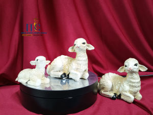 Bộ cừu dùng trang trí hòn non bộ phòng khách để bàn  trang trí Giáng sinh . 8cm