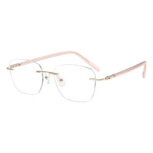 FIRADA Fashion Light Luxury Womens Eyewear Retro Metal Frameless Eyeglasses Optical Prescription Glasses Frame For Women E1