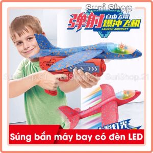 [ VIDEO - CÓ HỘP] Súng Bắn Máy Bay có đèn LED trang trí đẹp mắt Đồ chơi trẻ em ngoài trời - Xốp cứng chắc chắn tầm bắn lượn xa