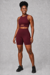 Womens Yoga Biker Shorts Set Exercise