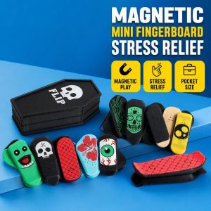 Magnetic Mini Fingerboard Fidget Toy Portable ABS Stress Relief Trick Finger Skateboard For Kids