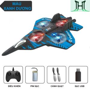 Máy bay điều khiển từ xa có đèn led 4 động cơ quạt đồ chơi điều khiển từ xa pin sạc quà tặng sinh nhật cho bé