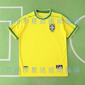Bán buôn áo đấu bóng đá cổ điển Brazil 98 tay dài áo đấu tay ngắn in hình ngôi sao đội tuyển quốc gia áo đấu World Cup cổ điển