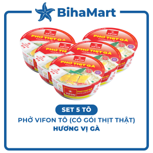[SET 5 TÔ] - VIFON - Phở Vifon tô có gói thịt thật vị Gà phở gà tô Vifon phở Vifon tô ăn liền phở tô Vifon (120g/tô)