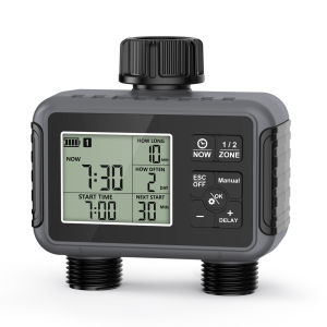 Outdoor Automatic Watering Timer Dual-Hole Irrigation System for Gardens and Lawns - Programmable Sprinkler Controller for Efficient Watering