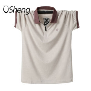 VSheng M-6XL Oversized Polo Shirt For Men Zipper Stretch Big Size TShirt Threadwork Cuff Short Sleeve Lapel Plus size Tops Maximum Support 135kg