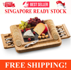 40 BY 33 CM LARGE CHEESE BOARD TRAY WITH 12 CHEESE UTENSILS BAMBOO CHARCUTERIE BOARD SERVING TRAY CUTTING BOARD PLATTER PERFECT GIFT