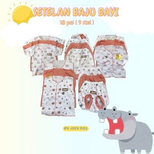 Stelan baju bayi motif lengan panjng lengan kutung lengan pendek 18 pcs ( 9 stel ) baju perempuan bayi baju laki laki bayi 0-6 bln baju bayi newborn