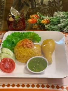 โมเดลข้าวหมกไก่ จานเมลามีน8 นิ้ว โชว์แล้วขายดี สินค้าไม่เน่าไม่เสีย