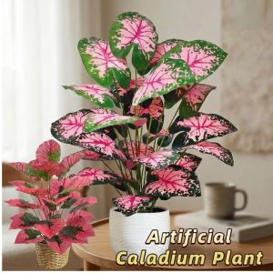 Artificial Leaf Stem Silk Plant Uv Resistant Fade Resistant Low Care Decorative Foliage Indoor Outdoor Home Event
