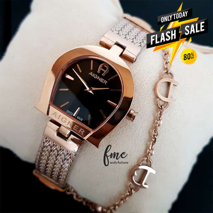 Jam Tangan Wanita Aigner Cremona Nuovo LG21012 Strap Rosegold Free