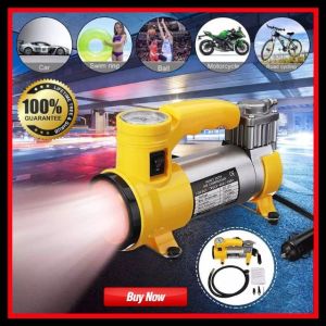 ปั้มลม ไฟฟ้า ปั๊มลม พลังสูง 12v มีไว้ติดรถ แบบพกพาสะดวก สีเหลือง 150 psi อย่างดี ทนทาน