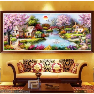 Tranh thêu chữ thập Phong cảnh lưu thủy sinh tài LV3314 có nhiều mẫu