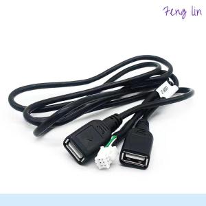 🔥🔥🔥fenglin Multimedia Car Player Wire Harness Plug Connector 6 Pin Dual USB Interface Cable Adapter For Android Radio Navigation