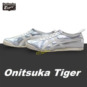 Original Tiger Shoes Classic Silver/white MEXICO66 Leather Low Top Comfortable Casual Sneakers THL7C2 for Men and Women