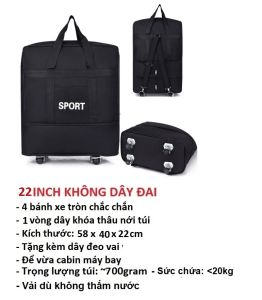 [ ĐIỀU CHỈNH CHIỀU CAO ] Vali túi xách vải dù Sport chỉnh kích thước được có bánh xe cố định và bánh xe tháo rời B174