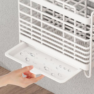 Chopstick storage box kitchen storage rack integrated wall mounted household chopstick tube chopstick cage tableware spoon drain rack new model