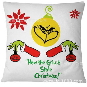 Hot-selling Green Grinch Pillowcase Christmas Pillowcase Linen Material