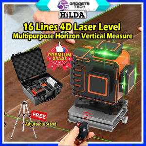 5S Premium Hilda 16 Lines Laser Level Powerful Green Beam Light 4D Self-Leveling 360 Laser Levelling Remote Control