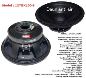 Speaker Komponen B&C 12TBX100/12 TBX100 12 INCH VOICE COIL 4IN