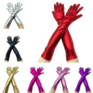 Long Punk Gloves Dance Gloves Skinny Long Gloves Shiny Pole Dance Gloves Long Faux Leather Gloves Performance Gloves