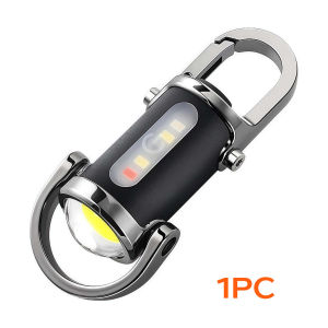 Mini Keychain Flashlight Rechargeable Waterproof Outdoor Emergency Light Portable COB Side Light Super Bright With 7 Modes Camping Hiking Flashlight