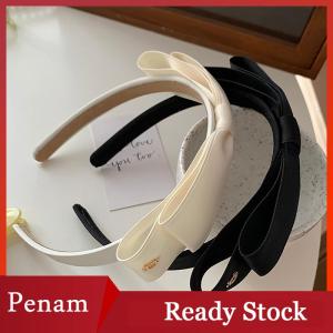 [PAM] French Vintage Bowknot Hair Band Solid Color Bow Hairband For Girls Minimalist Fashion Head Hoop Hair Accessories