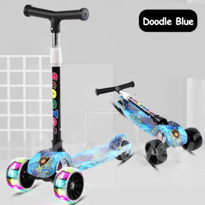 3 Wheels Scooter For Kids Outdoor Toy Folding Scooter With Flash Wheels Adjustable Height