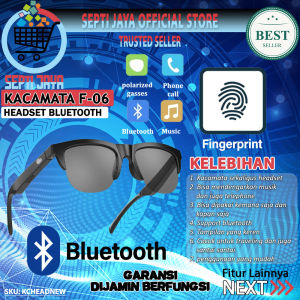 F-06 Kacamata Headset Bloetooth Musik MP3 Nirkabel Smart Glasses Wireless Headset Earphone Headphone Waterproof Anti-Blu-Ray Smart Sunglasses Kaca Mata Hitam Pintar Olah Raga F-06 Dual Speaker Hands Free