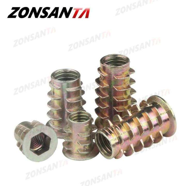 10pcs/lot Zinc Alloy Thread For Wood Insert Nut M4 M5 M6 M8 M10 Flanged ...