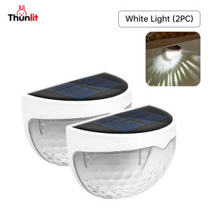Thunlit Solar Wall Mounted Light 2PCs Pack Outdoor Fence Lights Waterproof Deck Lamp Night Light for Home Garden Step Stair Post Wall Landscape