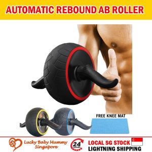Automatic Rebound Ab Roller with Knee Mat | Wide Wheel Core Training for Home Workouts