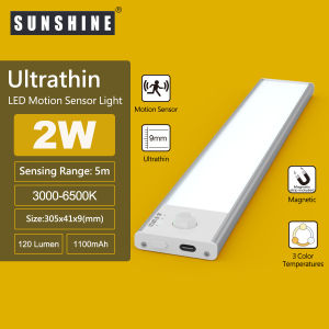 SUNSHINE Ultrathin LED Motion Sensor Light Under Cabinet Lights Rechargeable Battery Operated Motion Sensor Light