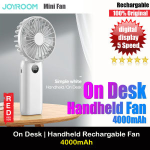 Joyroom 5 Speed Strong Wind Hold and Stand On Desk Folding Handheld Fan with digital display 4000mAh 风扇 Kipas Kecil Meja Saiz Angin Kuat