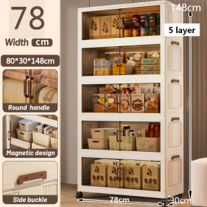 L73cm Multifunction Moveable Stackable Folding 2 Doors Wardrobe Storage Cabinet With Pulley Folding Storage Cabinet