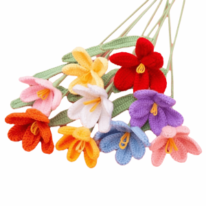 MACRAMEX Creative Knitted Tulip Yarn Handcrafted Crochet Handmade Simulation Knitted Bouquet Friends Gift Yarn Floral Floral Decoration Wedding Party