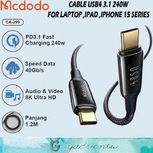 MCDODO Kabel Charger USB 4 3.1 Type C to Type C Thunderbolt 40Gbps 8K Fast Charging 240W Untuk Laptop Macbook iPad Air Pro iPhone 15