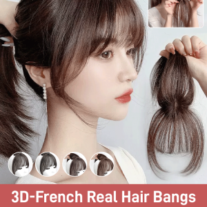 Female Natural Air Bangs Wig Piece 100％ Real Hair Fake Bangs Simulation Hair Head Filler Hair Piece Increase Hair Volume Thin And Traceless Paste Forehead Wig 刘海假发片