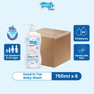 Wetty Baby Head To Toe Baby Wash (750ml) [ Carton 6 Pcs ]